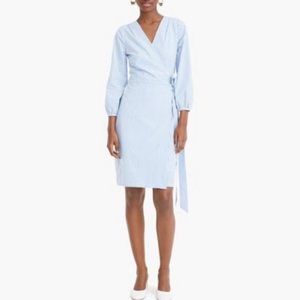 NWT Poplin wrap striped long sleeve dress